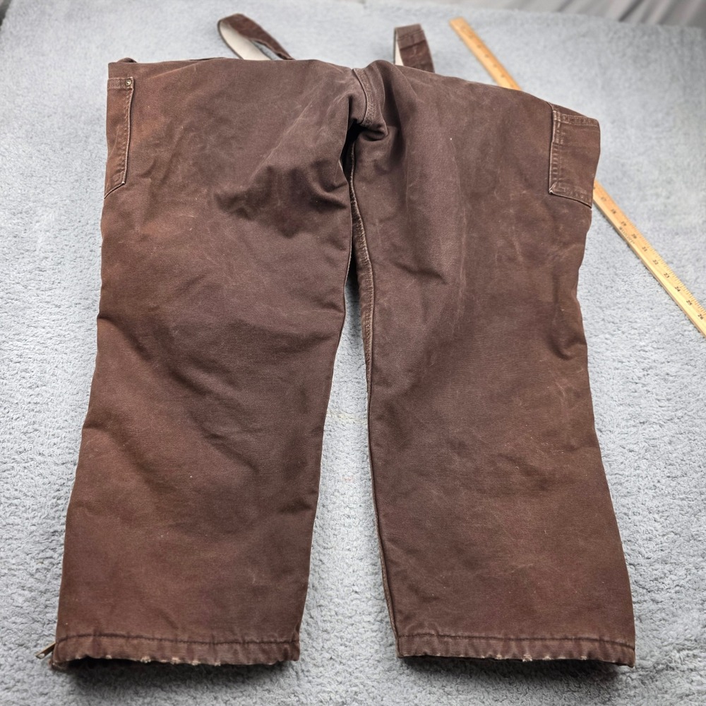 Carhartt Brown Insulated Duck Canvas Bib Overalls Quilted Zip Leg 46x30‎ R27 DKB - Picture 11 of 12